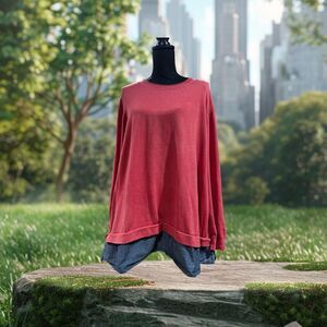 d&co Coral colored long sleeved light weight sweater, size 3X